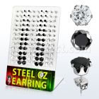 derzg4 316l steel ear stud w 3 8mm round prong cz stone