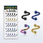 djspe1 box of anodized 316l steel eyebrow spirals w 3mm balls
