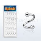 djspe2 box of 316l steel eyebrow spiral with two 3mm balls