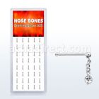 dnbdc1 box of silver nose bones w ball dangling clear crystal