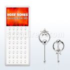 dnbrc3 silver nose bones w star w clear crystal on slave hoop