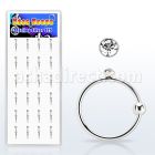 dnsc9 box of silver nose hoops w crystal ball diameter 10mm