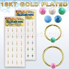dnsm188 box 24 gold 925 silver seamless rings 20g 3mm opal ball