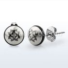er091 pair of steel flowery star ear button studs w rubber