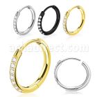 er276 one pair steel huggie earrings small cz