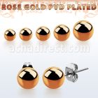 erbtt pair of ball shaped rose gold 316l steel ear studs
