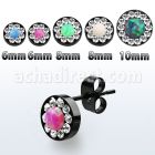 erftrdco black steel fake plug ear stud w crystal synthetic opal