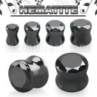 fgse precious hematite stone double flare plug faceted cut