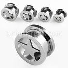 fpst polished 316l steel screw fit tunnel with laser cut star