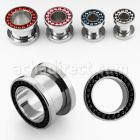 fsbdp high polished 316l steel screw fit tunnel w color beads