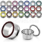 fscpc high polished 316l steel screw fit tunnel w crystal rim