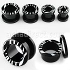 ftaa black acrylic screw fit tunnel with b w zebra stripes