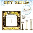 g9lbz 9k gold labret 16g threadless push pin top cz