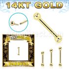 gbbb25 14k gold threadless push pin barbell 16g balls