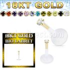 ggbizms clear bioflex labret 16g 18k threadless push pin top