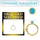 ghge7 14k gold nose hoop prong set real turquoise