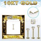 gilbz solid 10k gold labret w thread less push in top w cz