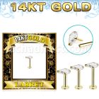 glbzp 14k gold labret prong set cz stone pear