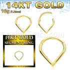 gsgha16 14k gold hinged segment ring 16g drop shape