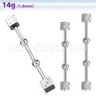 indsh14 316l steel industrial barbell with 5mm dices 4mm balls