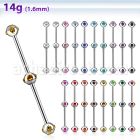 indsh17 316l steel industrial barbell with multi jewel balls