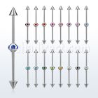 indsh18 316l steel industrial barbell w cones multijewel ball