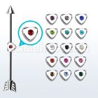 indsh22 steel industrial barbell w cone arrow heart w crystal