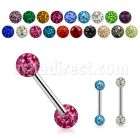 infr5 316l steel industrial barbell w 5mm multi crystal ball