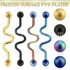 intafo5 anodized steel industrial zig zag barbell w frosted ball