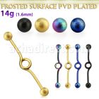 intbfo5 anodized steel industrial loop barbell w frosted balls