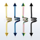 intccn5 anodized 316l steel industrial twister barbell 5mm cone