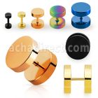 iptrd anodized 316l steel fake plug in black and gold