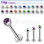 lbc4 14g 316l steel labret with 4mm bezel set jewel ball