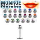 lbcmn 316l steel monroe piercing with 3mm bezel jewel ball