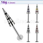 lbcnyl 16g 316l steel color stripe labret with 4x12mm spike