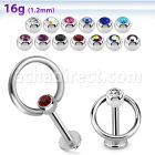 lbcsl 16g 316l steel slave labret with 3mm bezel jewel ball