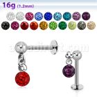 lber2 316l steel labret with 3mm plain ball 4mm ferido ball