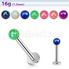 lbeuvbab 316l steel labret w a 3mm ab coated acrylic ball