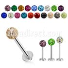 lbfr4s 316l steel labret with 4mm ferido multi crystal ball
