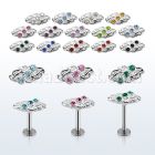 lbfw4c steel labret w a leave upper part w three crystals