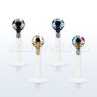 lbitca bio flexible labret with 3mm anodized multi jewel ball