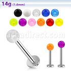 lbuvb4 steel labret 14g acrylic uv ball