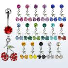 mcd354 316l steel belly banana w jewel ball crystal cherry