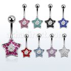 mcd356 316l steel belly banana with 2 color crystal star