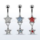 mcd367 316l steel belly banana w crystal star dangling star