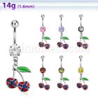 mcd504x cz belly banana w dangling cherry in confederate colors