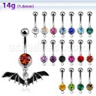 mcd569 316l steel belly banana with dangling black bat