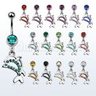 mcddp17 316l steel belly banana with crystal studded dolphin