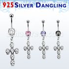 mcdvd11 belly banana w dangling silver cross formed by skull