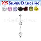 mcdvd17 steel belly banana w round cz silver musical note